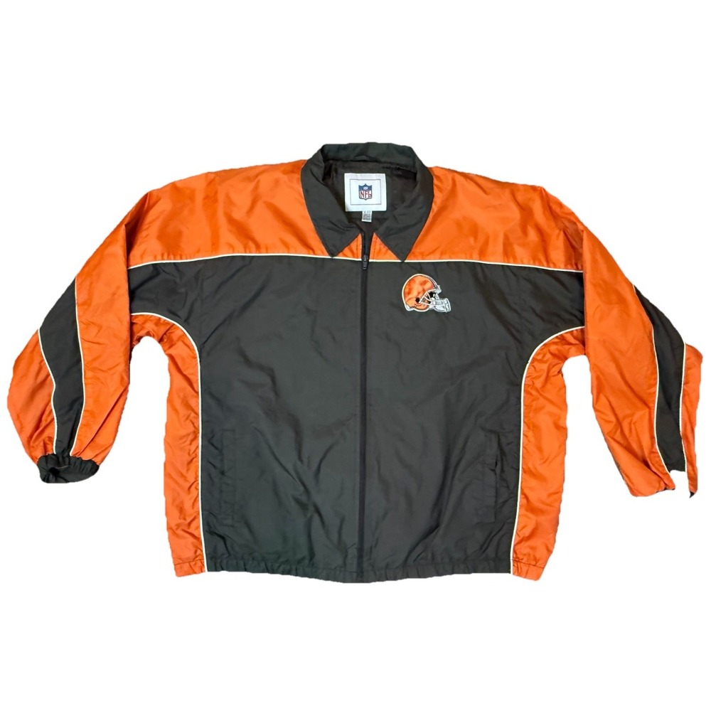 Vintage 90s Y2K Cleveland Browns NFL Full Zip Track Jacket Collared Sz  XL